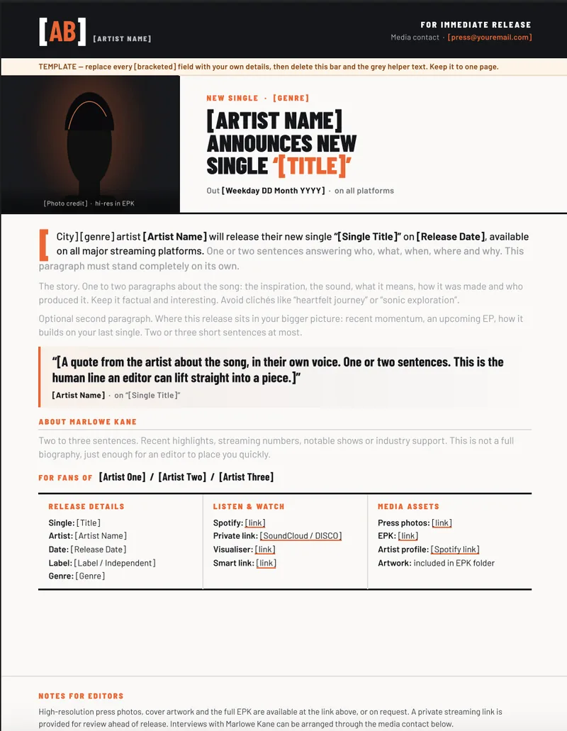 Press release template